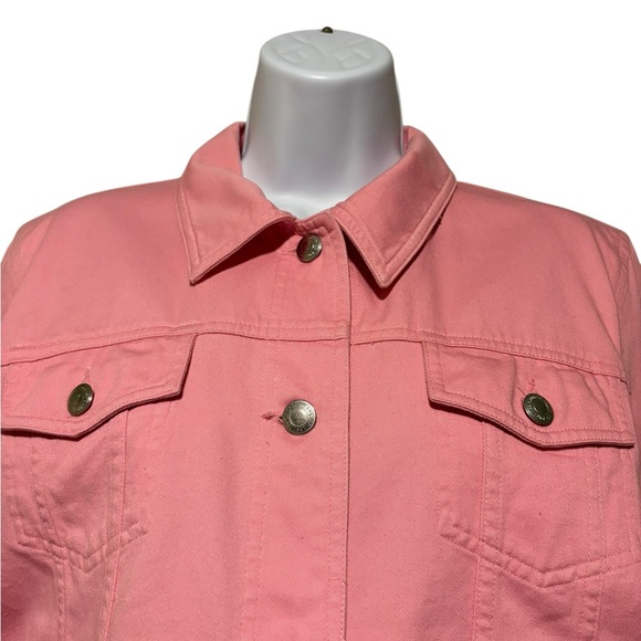 Lauren Jeans Company Ralph Lauren Women’s Pink Denim Button Up Jacket M - Picture 2 of 11